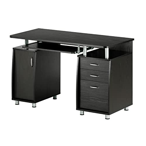 Espresso Writing Desk with Drawers & File Cabinet G656