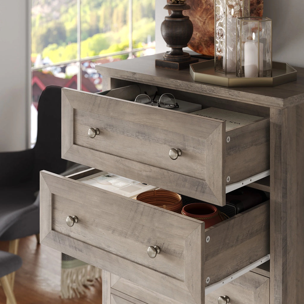 Gray 6 Drawer Wood Dresser H849