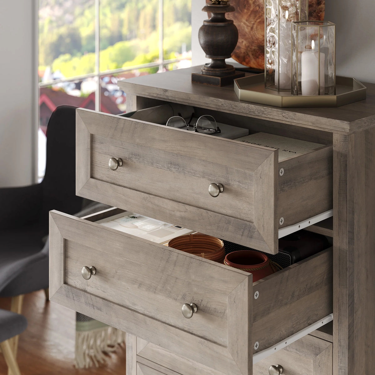 Gray 6 Drawer Wood Dresser H849
