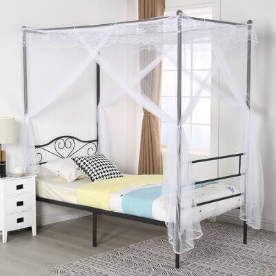 Twin Black Canopy Platform Bed K9483