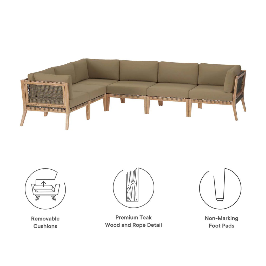 Teak Wood 6-Piece Sectional Sofa D33324