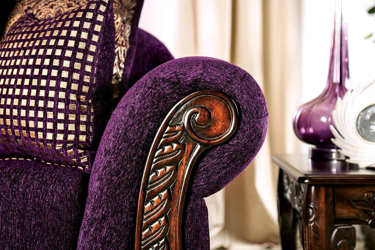 Purple & Dark Cherry 5pcs Living Room Set L95328