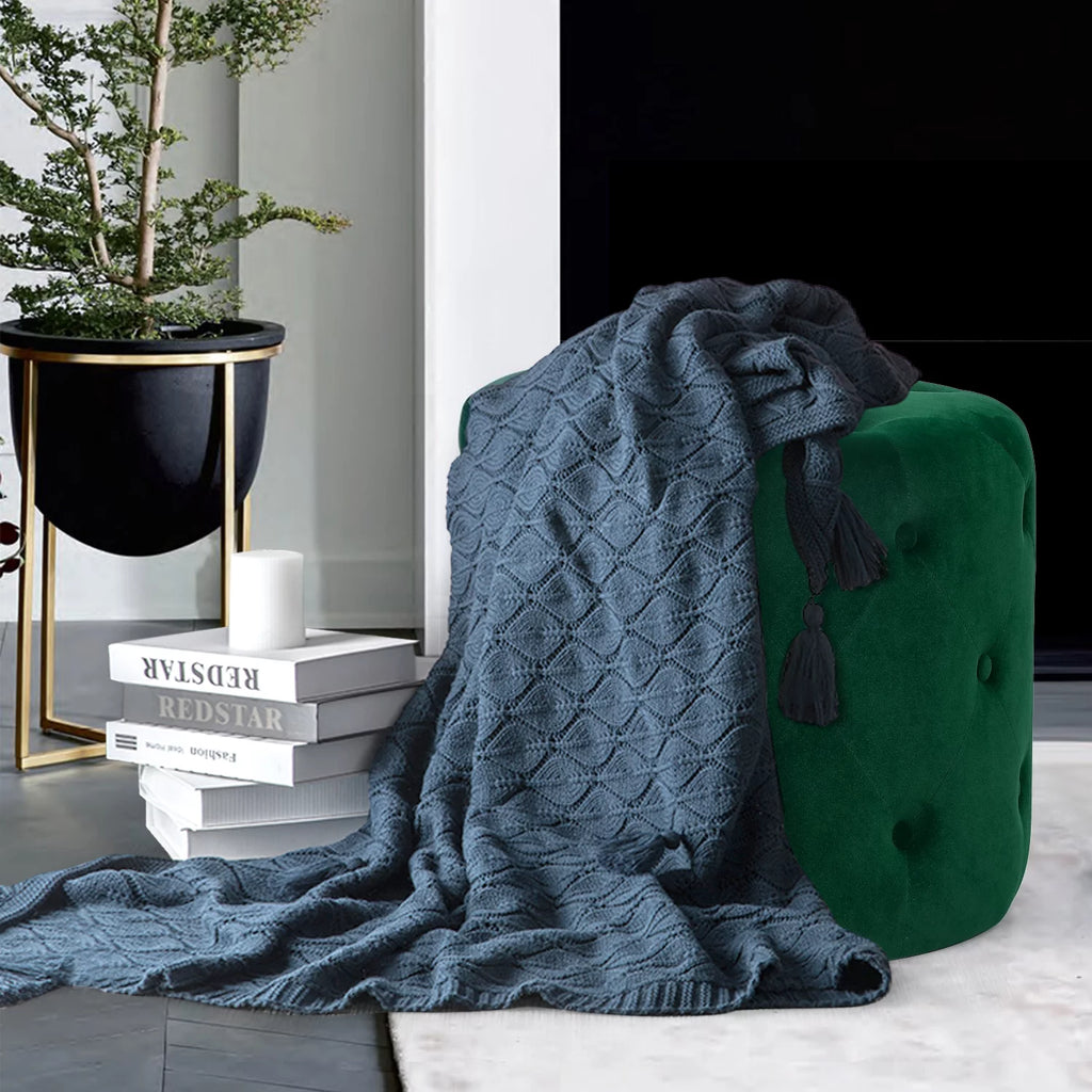 Round Velvet Ottoman V1410