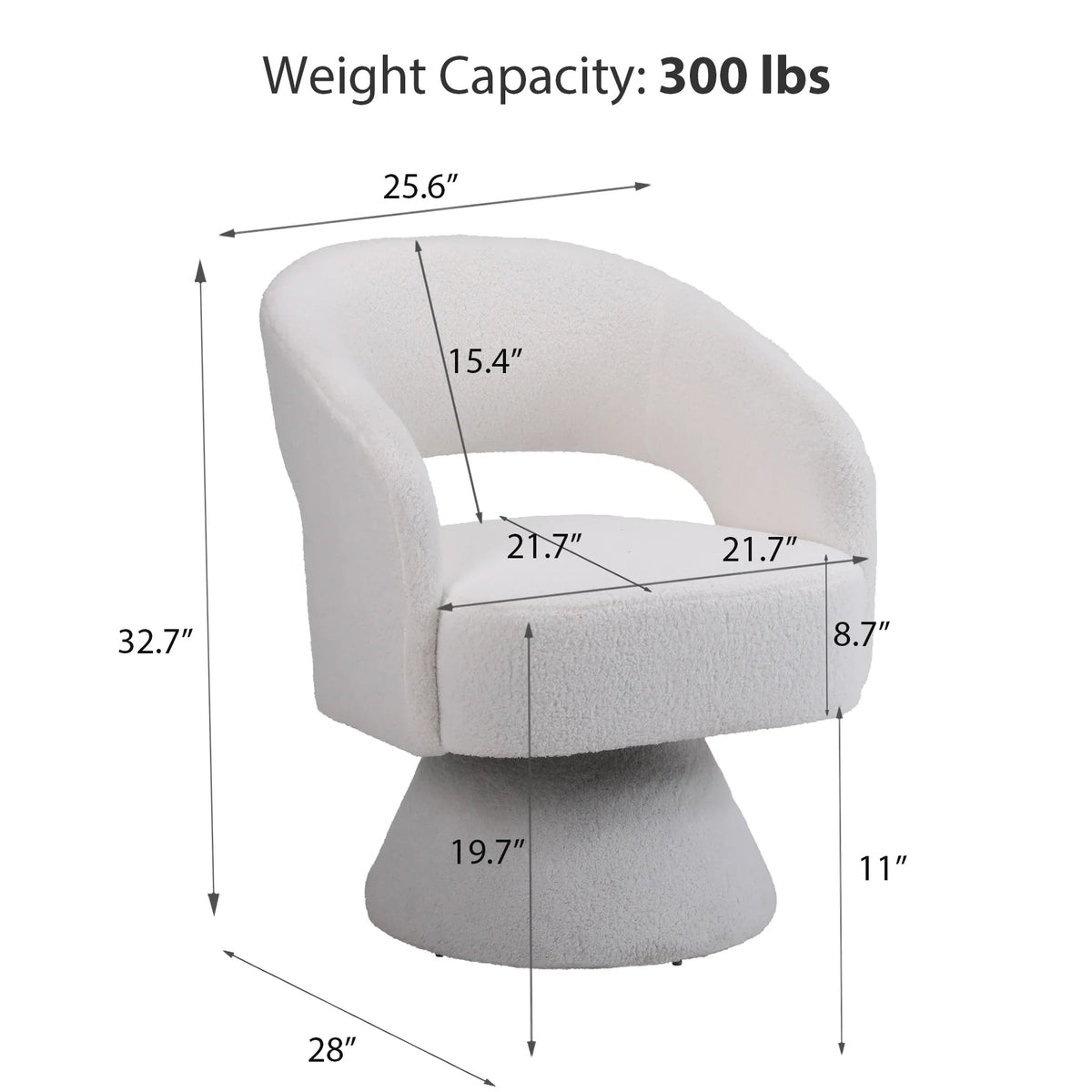 Swivel Accent Chair Armchair Teddy Fabric Upholstered Round Barrel Chair S1022