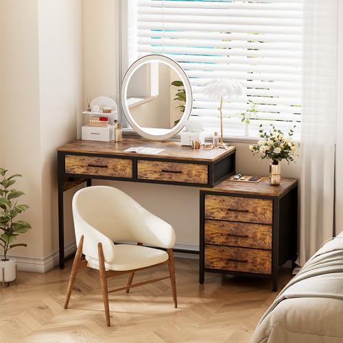 White Reversible Computer Desk with 5 Drawers X56914