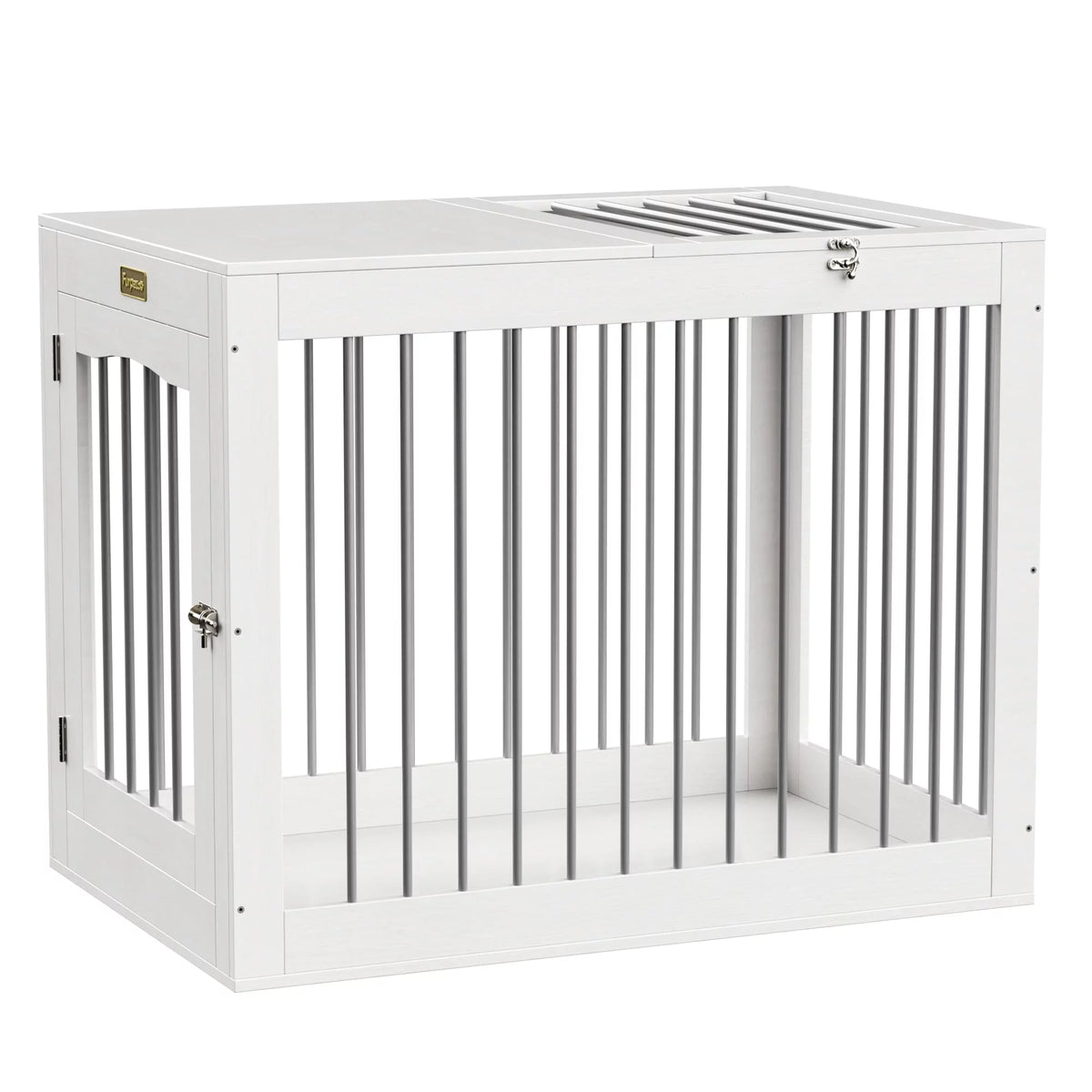 White Wooden Dog Crate with Double Doors F2627