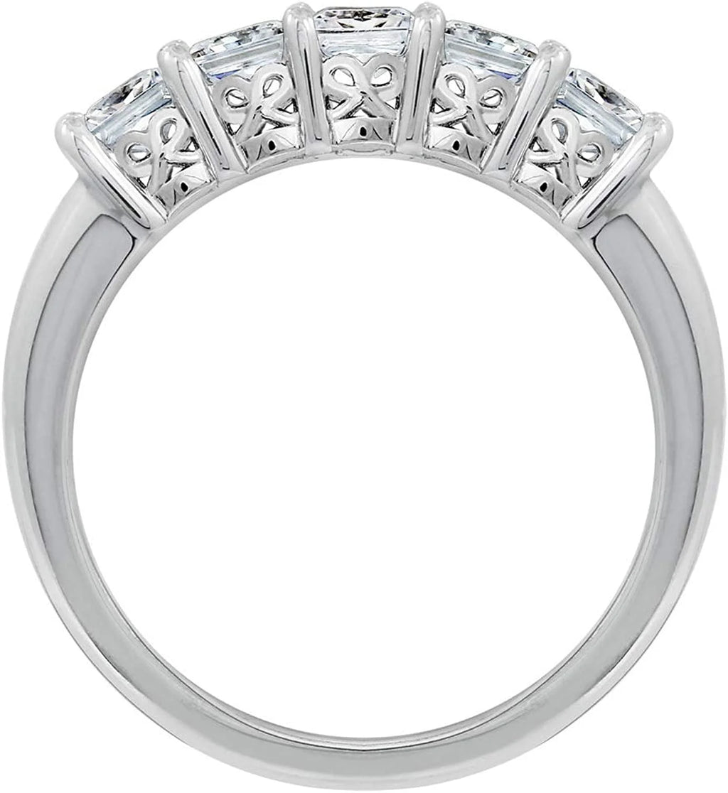 Platinum or Gold Plated Sterling Silver 5-Stone Ring N727