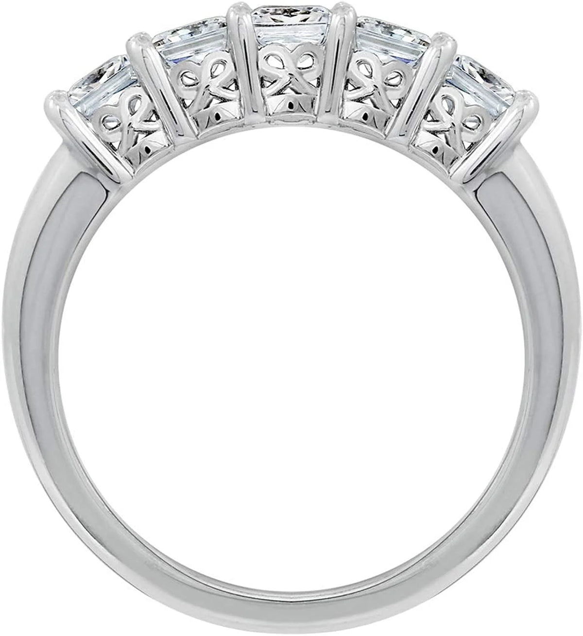 Platinum or Gold Plated Sterling Silver 5-Stone Ring N727