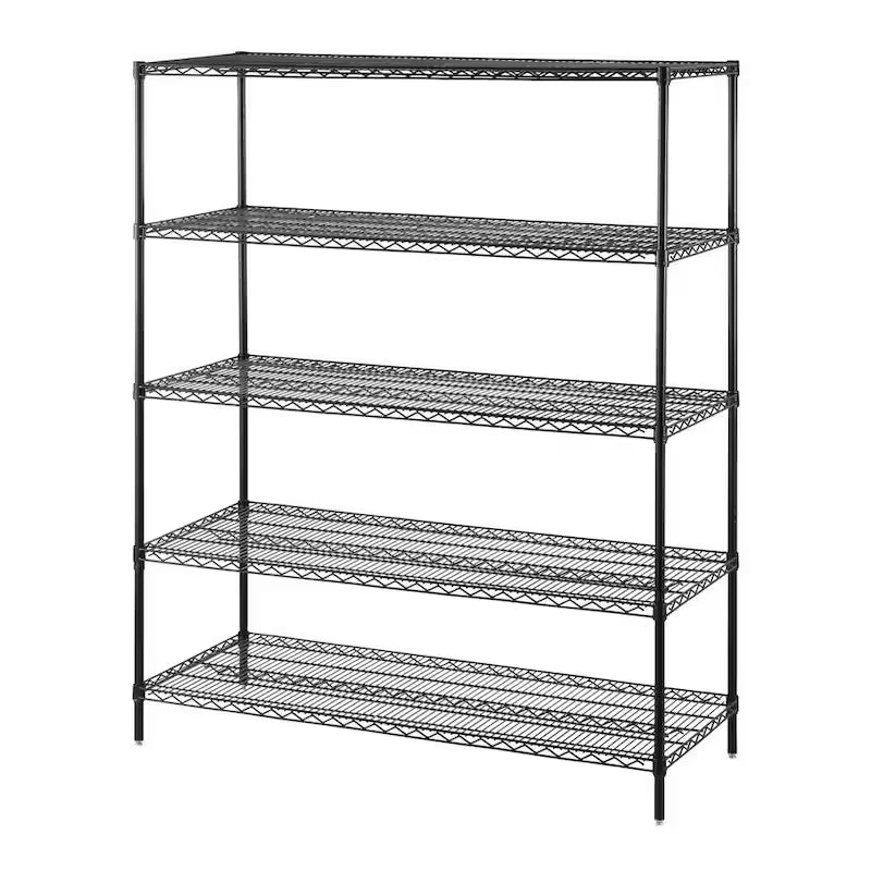 Black 5-Shelf Steel Wire Shelving Unit B347