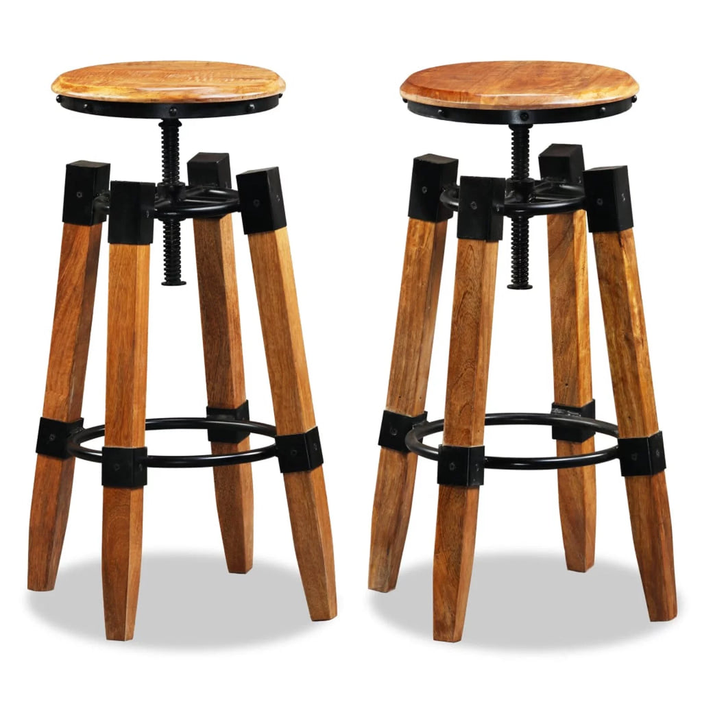 Solid Mango Wood Bar Stools 2 pcs D60389