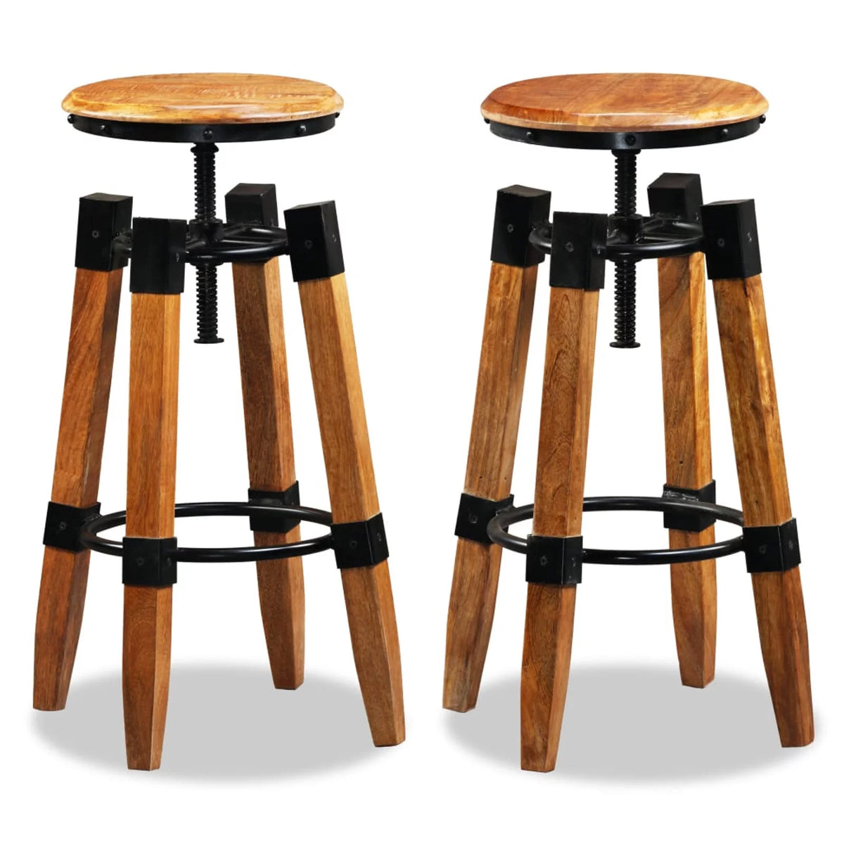 Solid Mango Wood Bar Stools 2 pcs D60389