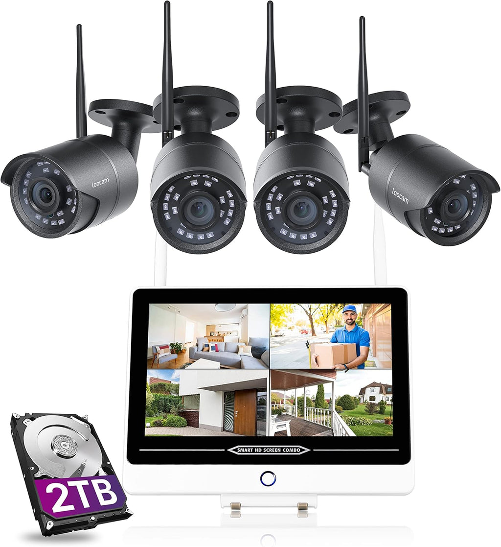 12.5inch LCD Monitor 1080P 8CH NVR 2TB HDD Wireless Video Surveillance System E6802