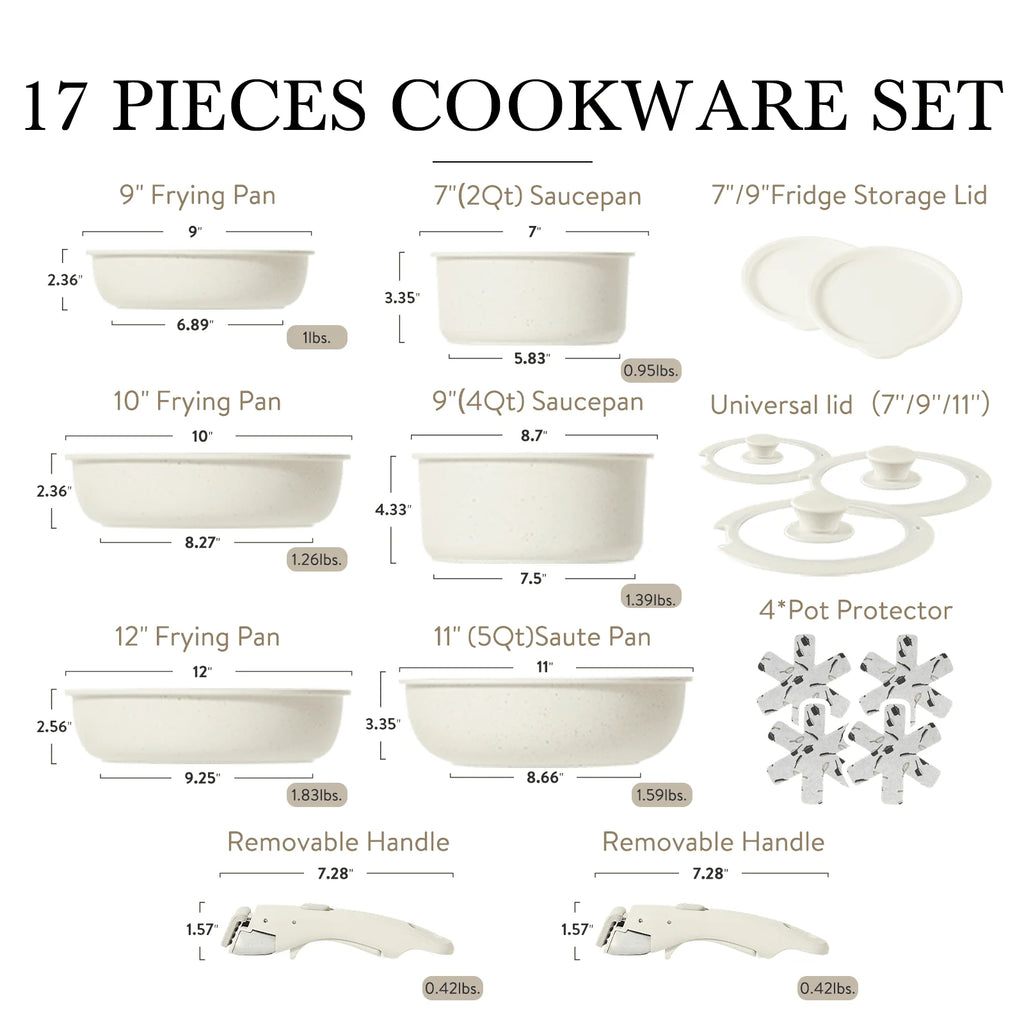 17 Pcs Nonstick Granite Cookware Set A147940