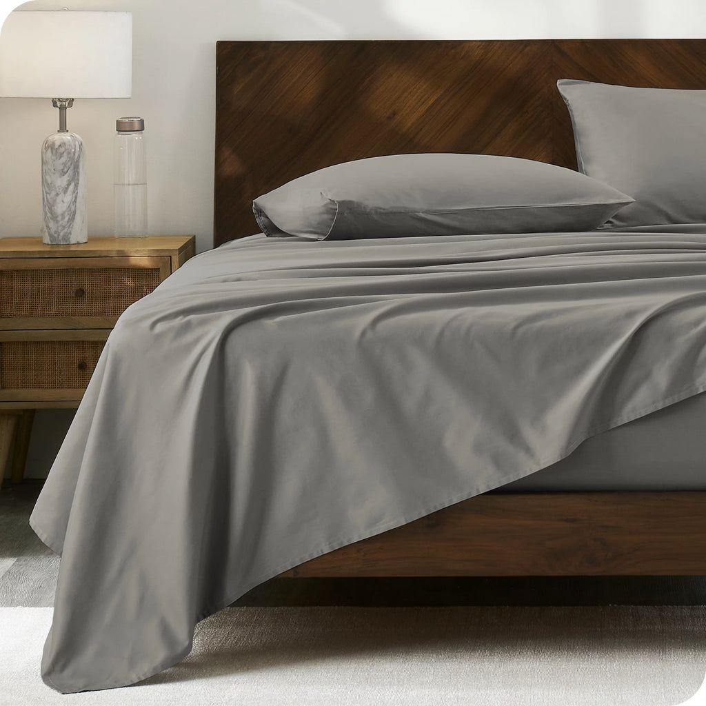 Organic Cotton Percale Sheet Set King Light Gray W970771