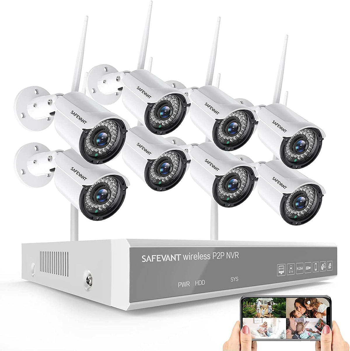 1080P Wireless Security Camera System 8 Channel 8PCS 2MP Night Vision N99253