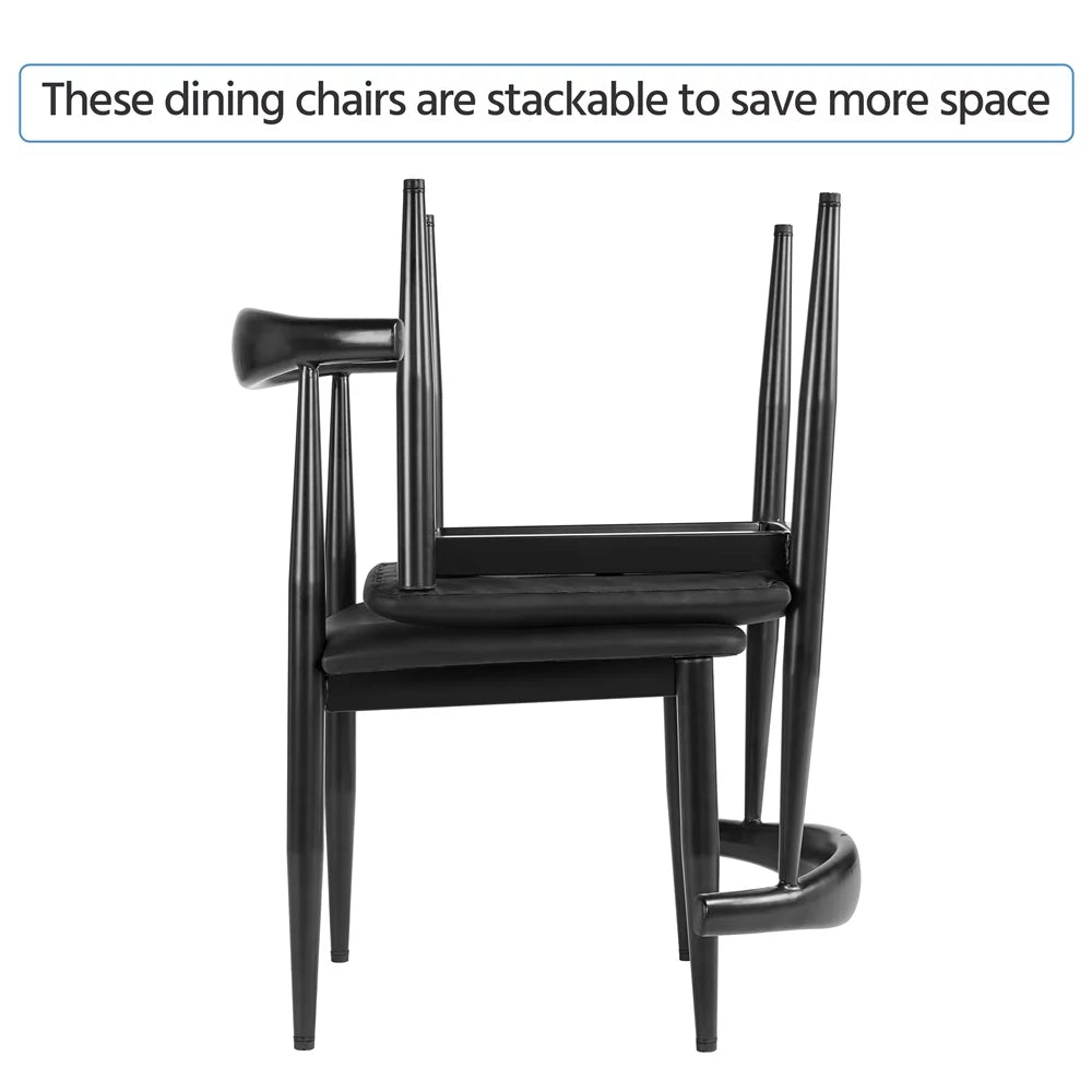 Set of 2 Black Leather Dining Chairs V850413