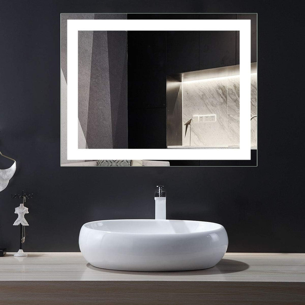 Horizontal Dimmable LED Bathroom Mirror with Anti-Fog and Bluetooth B804