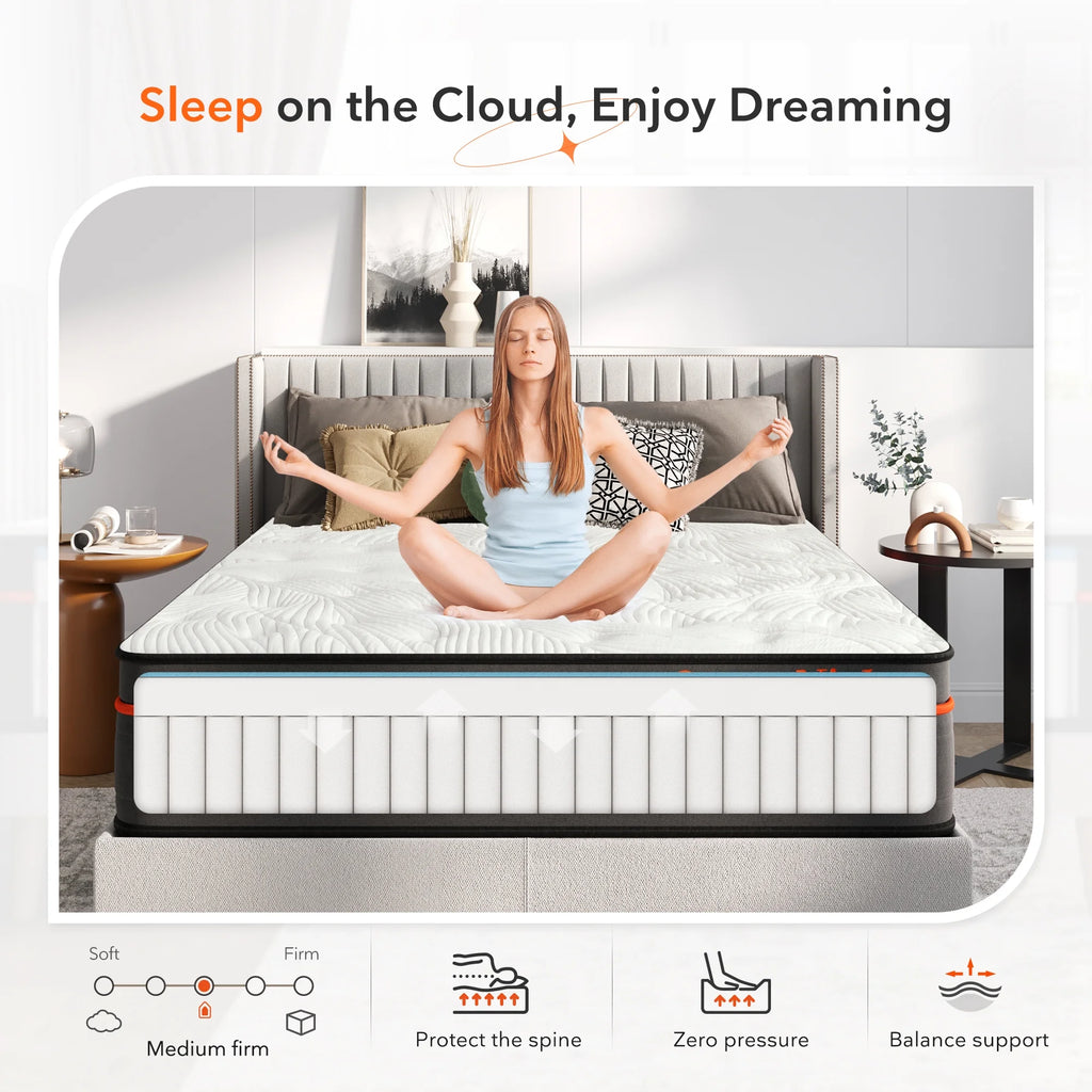 14 Pillow Top Gel Memory Foam Hybrid Mattress Queen Size Q4795