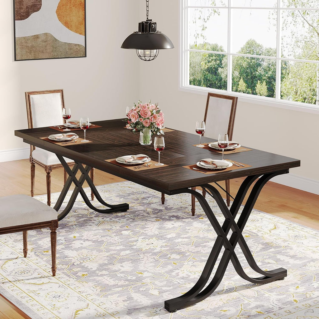 63 inch Dark Walnut Black Dining Table Z863
