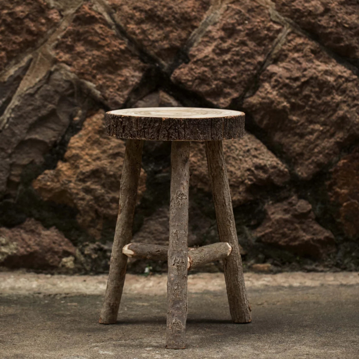 Antique Natural Wooden Accent Stool Side Table L8912