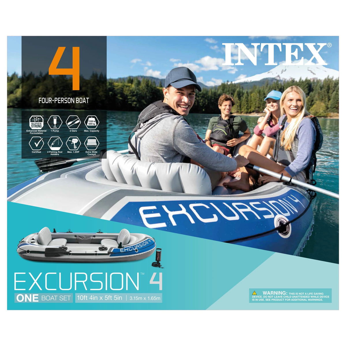 4 Person Inflatable Boat Set with 2 Oars F5884