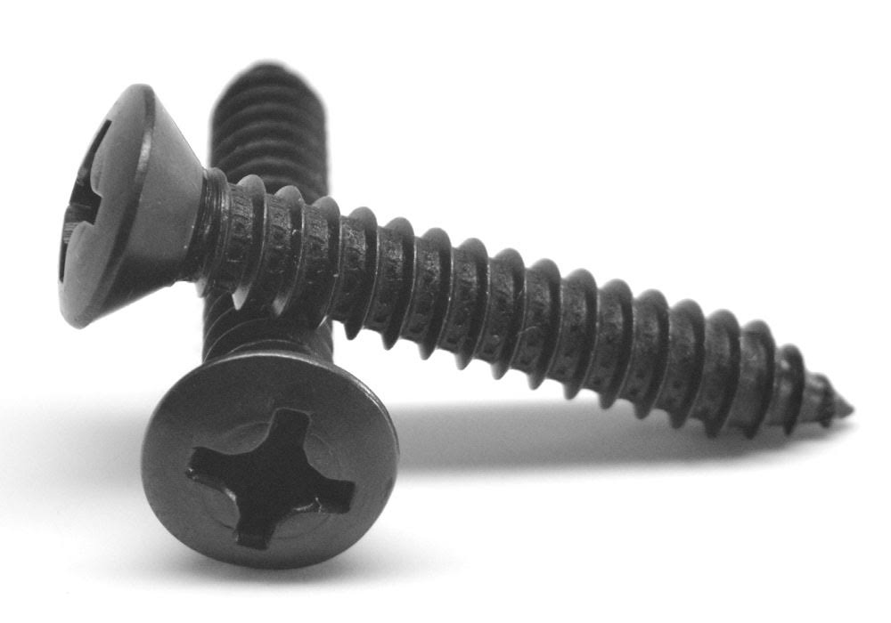 #8-18 x 3/4 Sheet Metal Screw Phillips Oval Head Black Zinc Plated Q53892