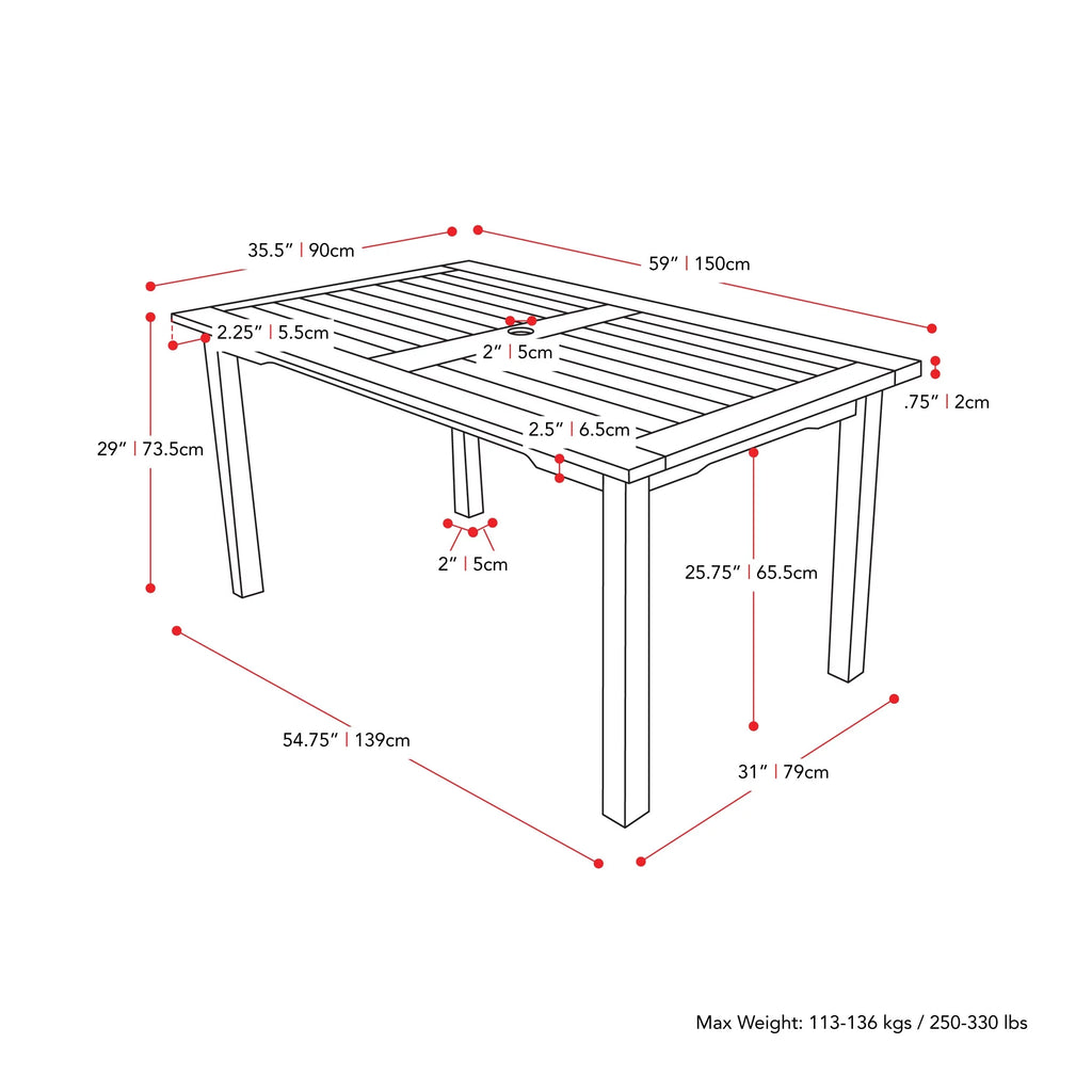 White Washed Wood Rectangular Outdoor Dining Table O38044