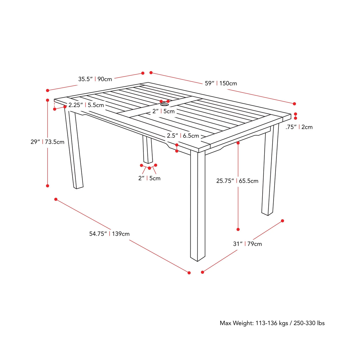 White Washed Wood Rectangular Outdoor Dining Table O38044