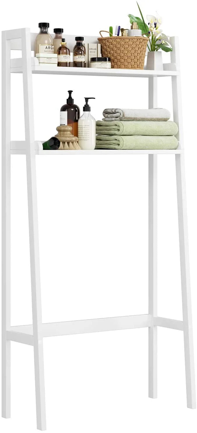 2-Tier White Over the Toilet Bathroom Shelf M94050