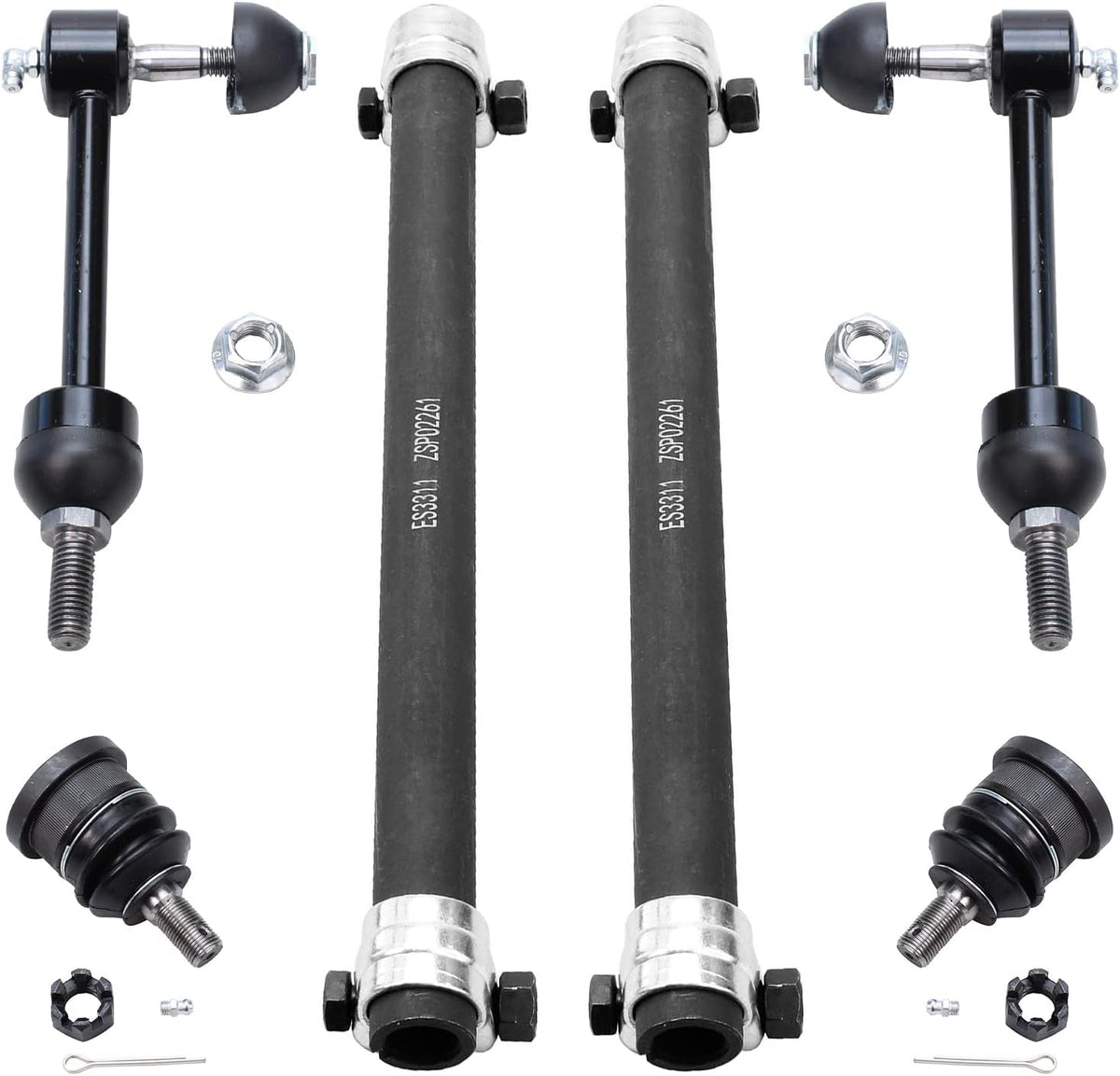 14PC Front Steering Idler Arm Pitman Arm Tie Rods Sway Bars Ball Joints R51459