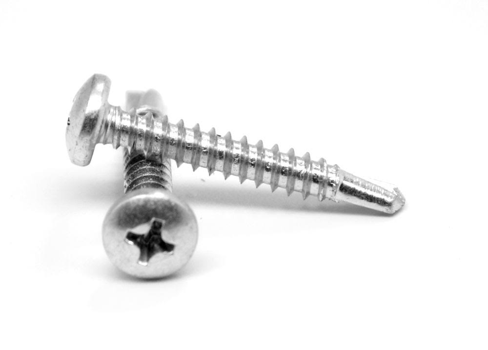 #12-14 x 1 1/2x22 BSD Thread Self Drilling Screw Phillips Pan Head #3 Point Low Carbon Steel Zinc Plated Pk 2000 S9178