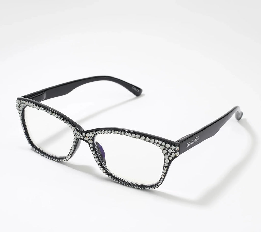 Black Round Crystal Readers Glasses E854343