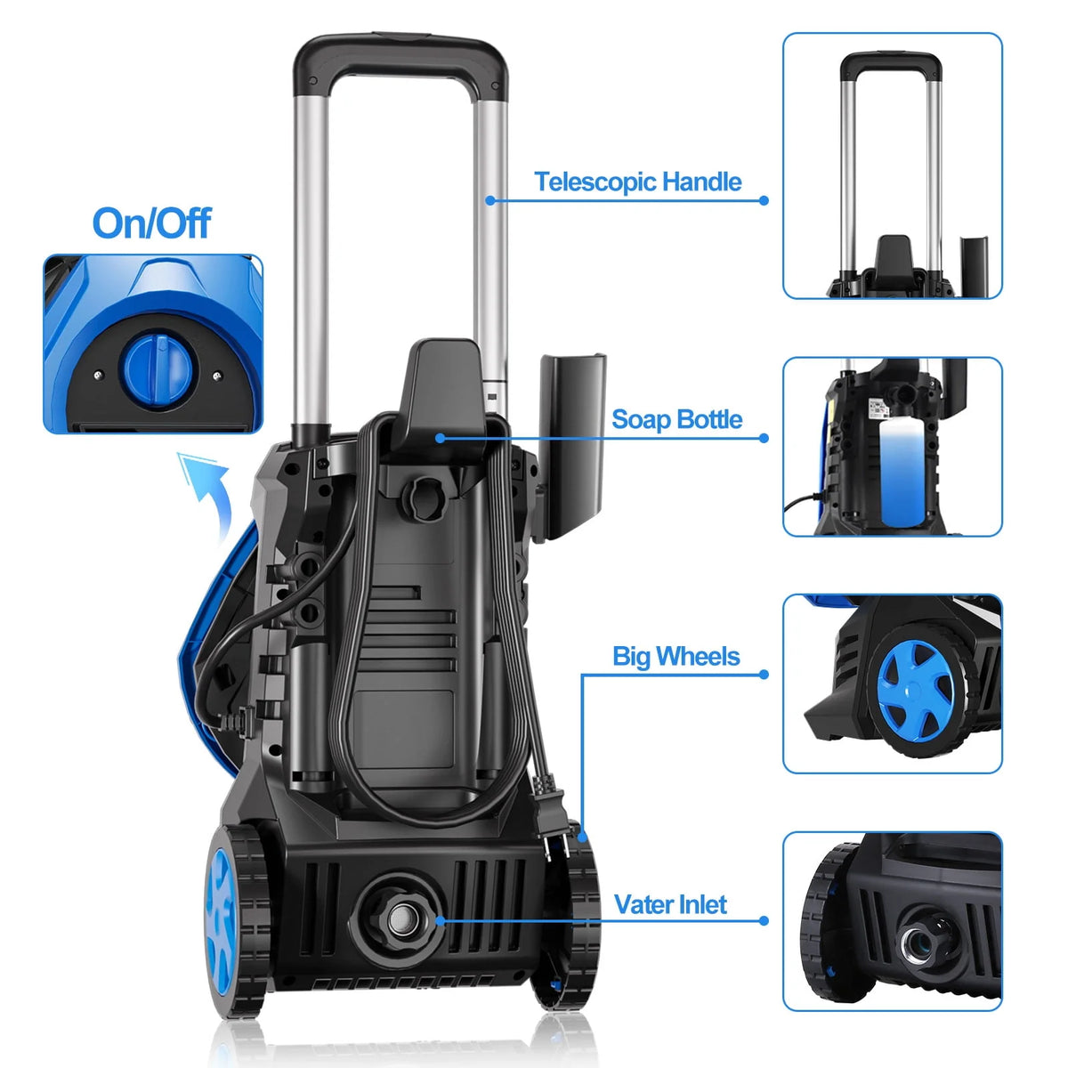 3500 PSI 2.5 GPM Electric Pressure Washer with 25FT Hose P569315