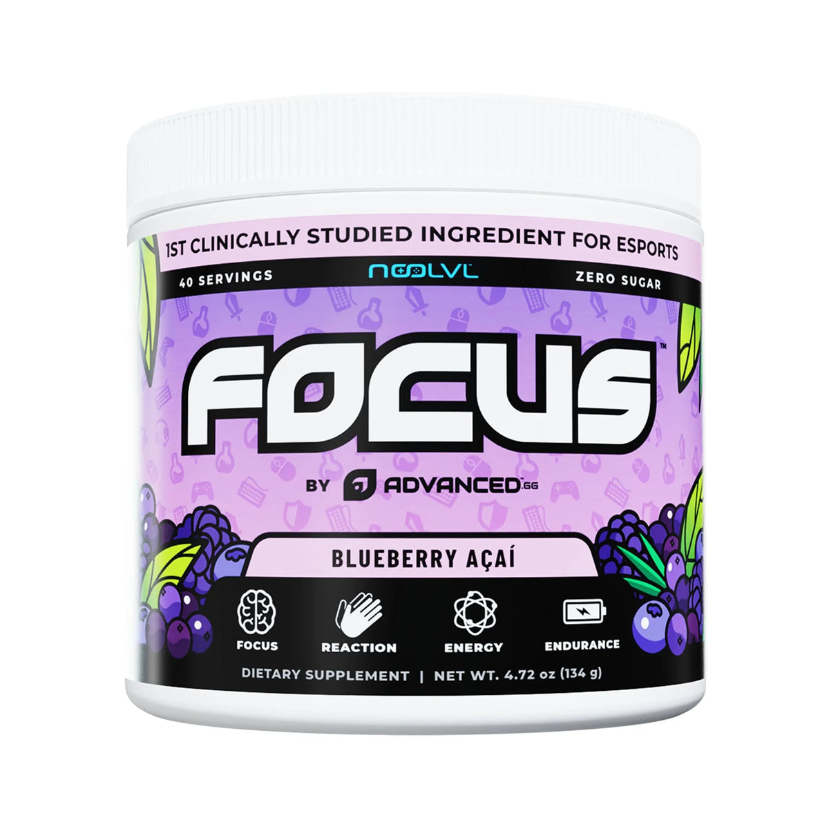 Sugar Free Keto Friendly Blueberry Acai Focus and Concentration Formula C810104