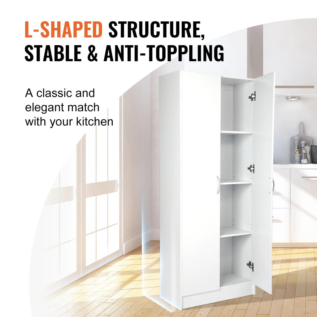 60" Tall Kitchen Pantry Cabinet with Doors and Adjustable Shelves E4965