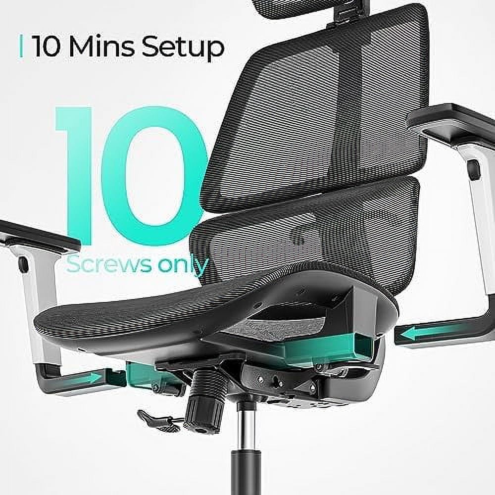 Black High-Back Ergonomic Mesh Office Chair with Headrest and Arms A49952