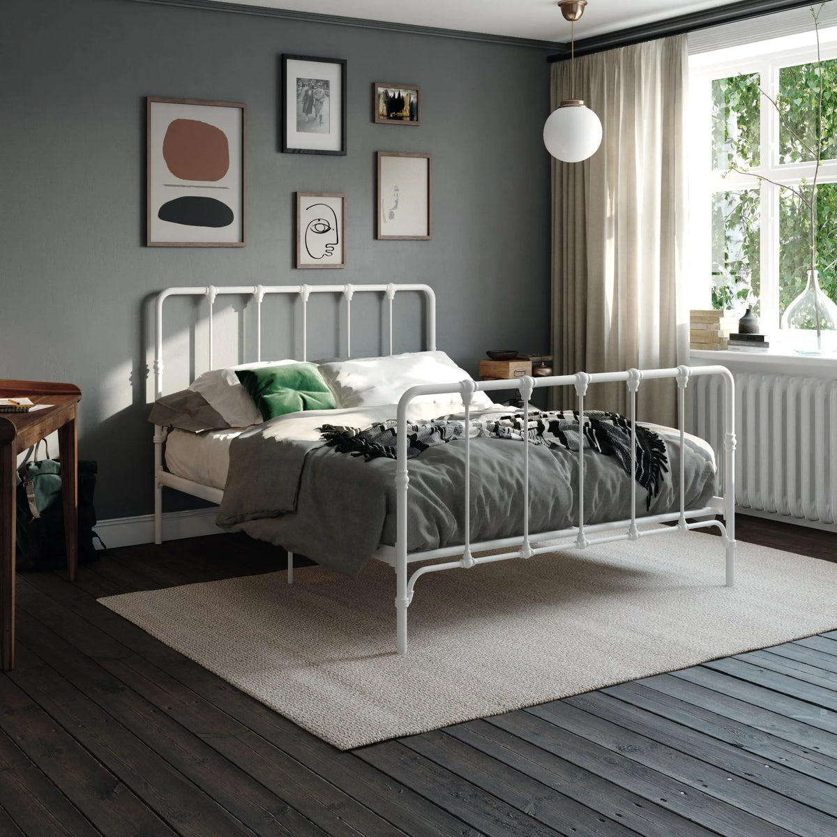 White Full Metal Bed I99443
