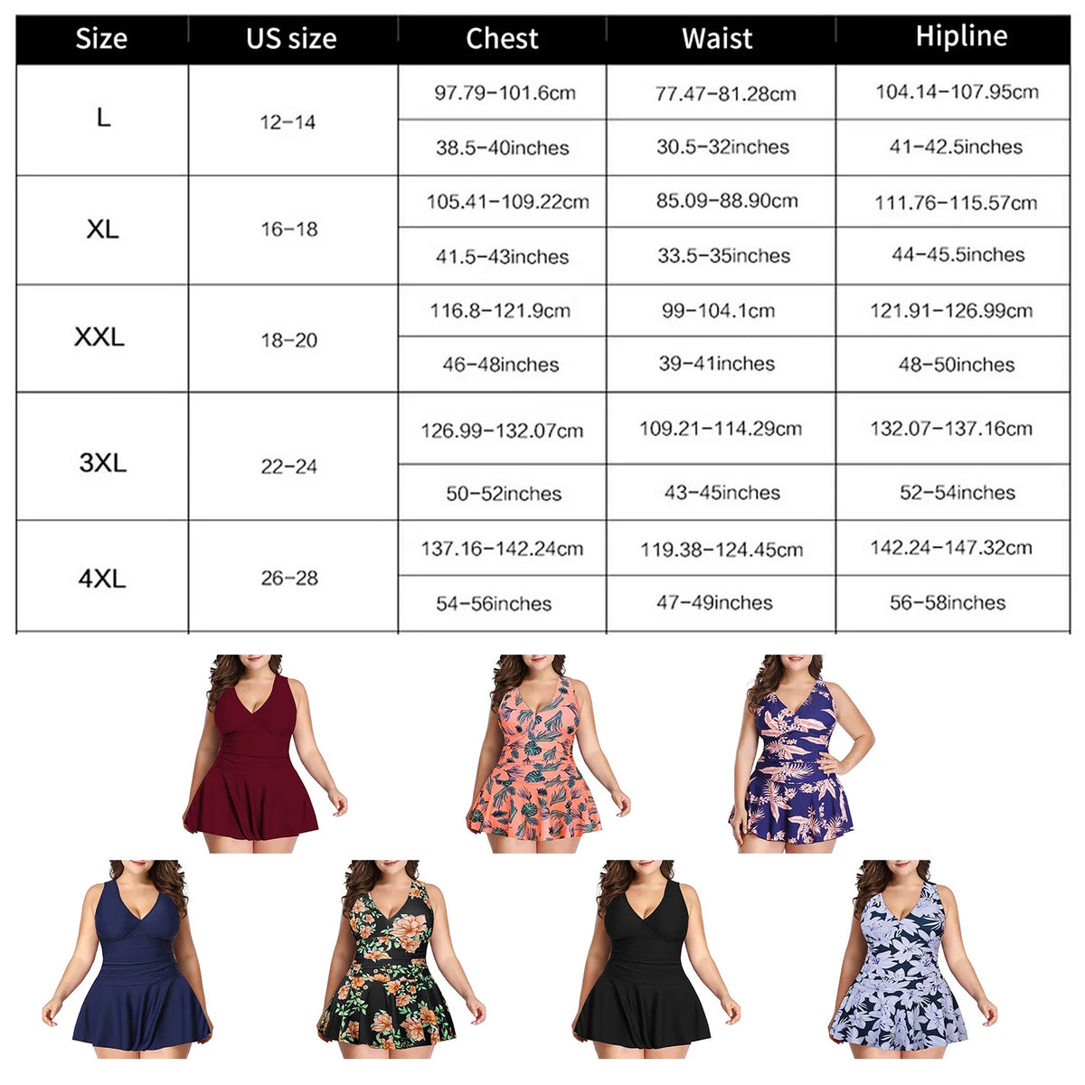 Plus-Size Flower Printing One Piece Swim Dress Tummy Control Swimsuit M141729