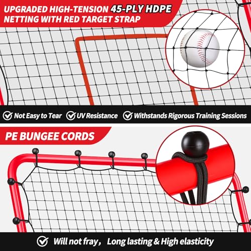 Baseball Rebounder Net with 3 Adjustable Angles 48" x 52" V66620