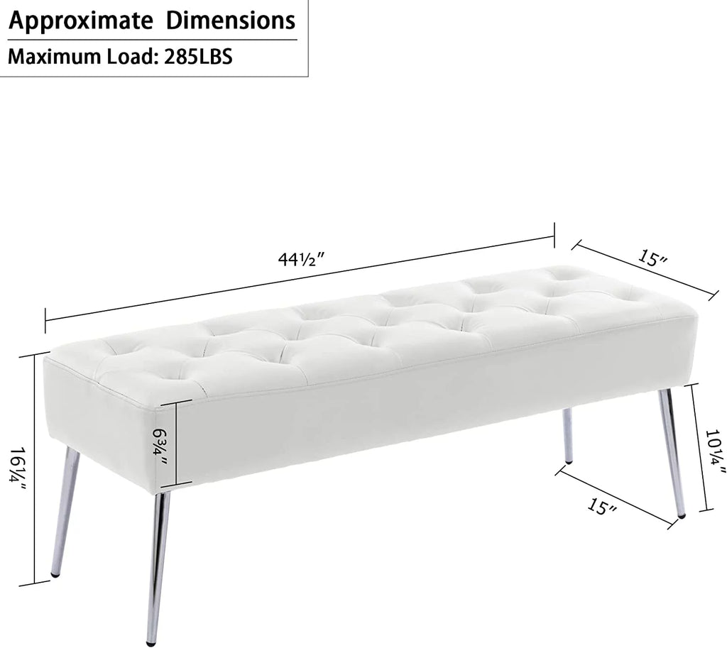 White Tufted Upholstered Bench A3838