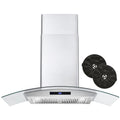380 CFM Convertible Wall Mount Range Hood with Glass Canopy R648466
