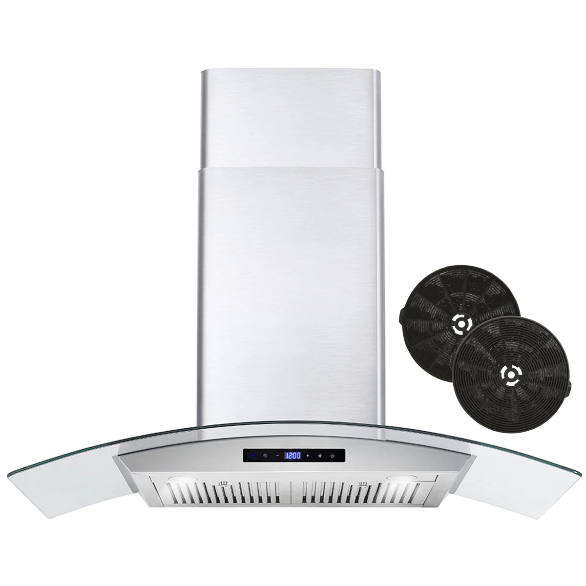 380 CFM Convertible Wall Mount Range Hood with Glass Canopy R648466