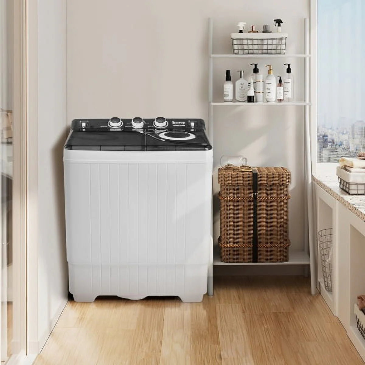 Portable Twin Tub Washing Machine 18Lbs Washer 8Lbs Spinner N916