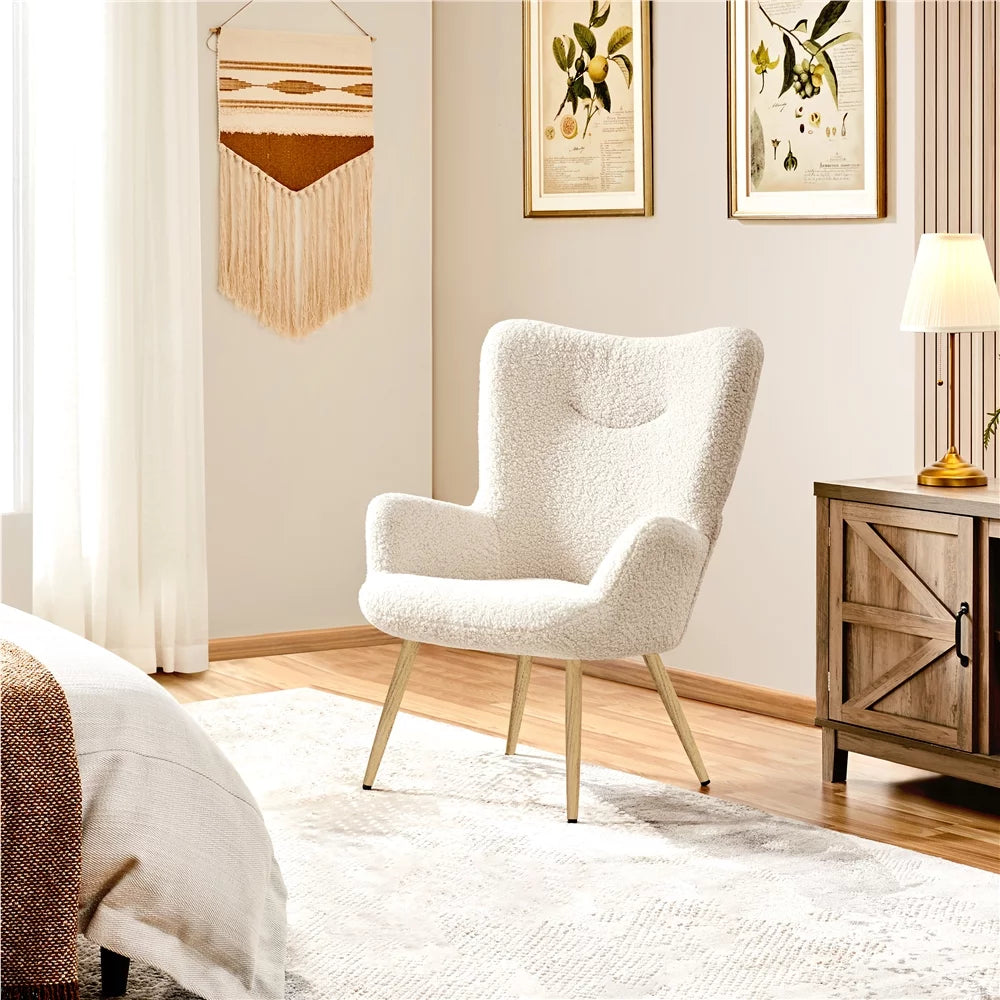 Boucle Wingback Accent Chair Y1212