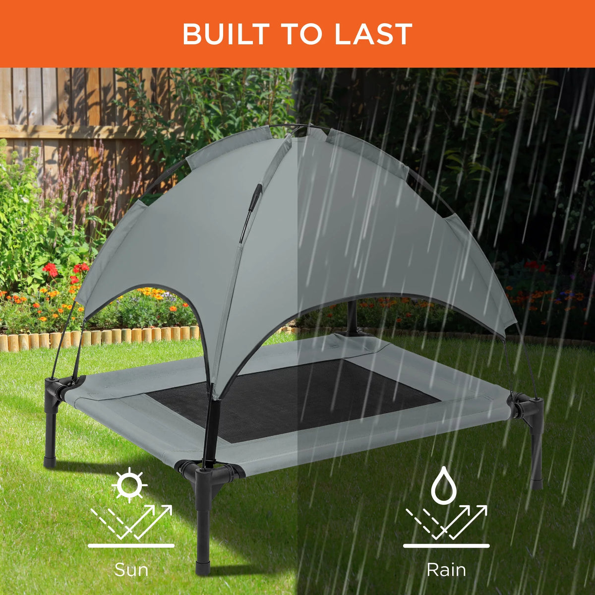 30in Elevated Cooling Dog Bed with Canopy and Carrying Bag D6405