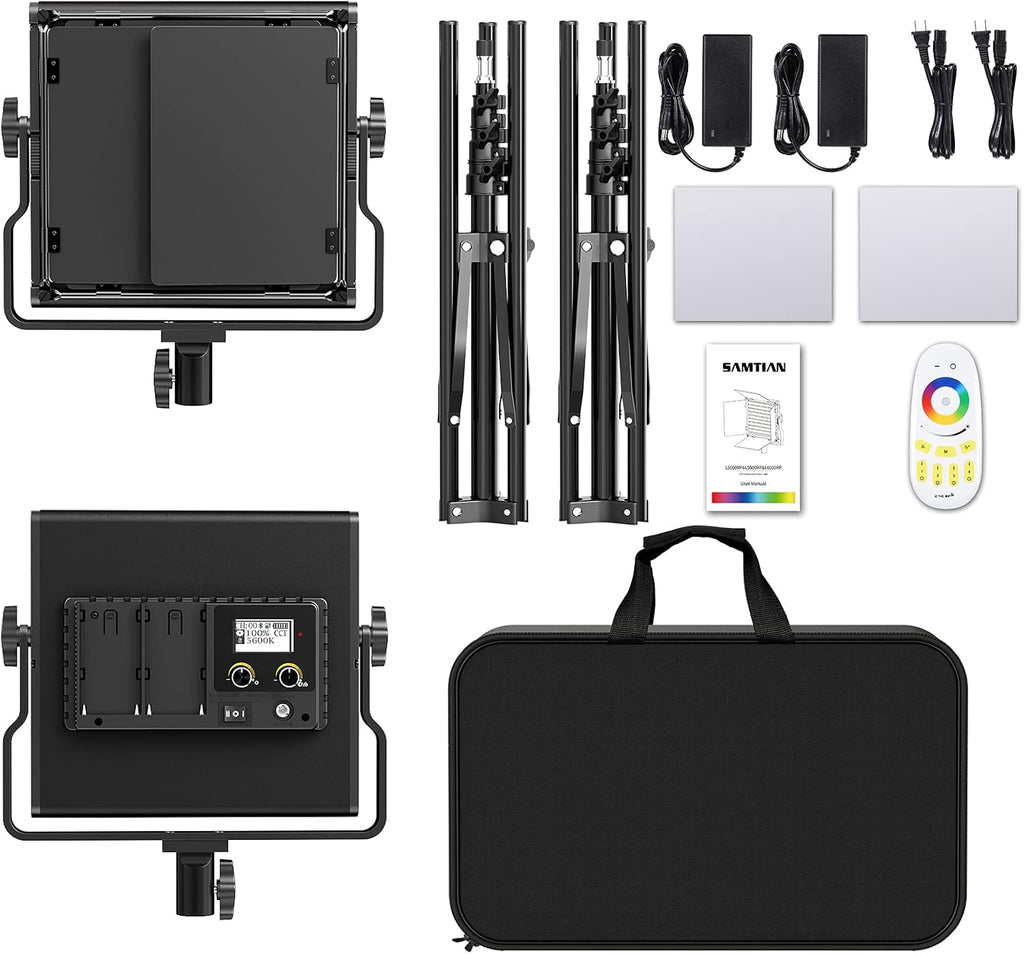 RGB LED Video Lighting Kit, 2 Packs Dimmable 552PCS LED Studio Lighting B900550