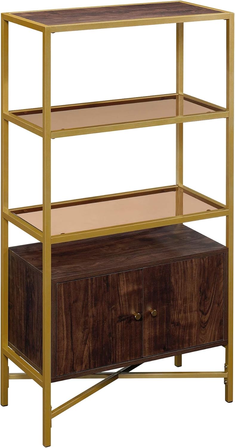 Bookcase with Doors, Rich Walnut Finish A7707