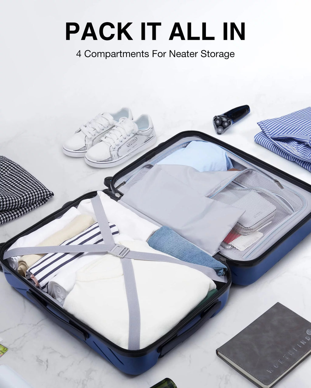 Hardside Carry On Luggage, Lightweight PC Suitcase with Spinner Wheels & TSA Lock M7523