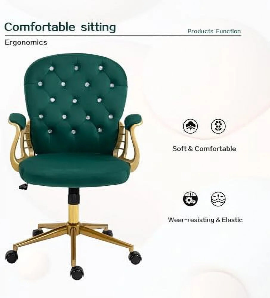 Pink Velvet Office Chair with Wheels V943