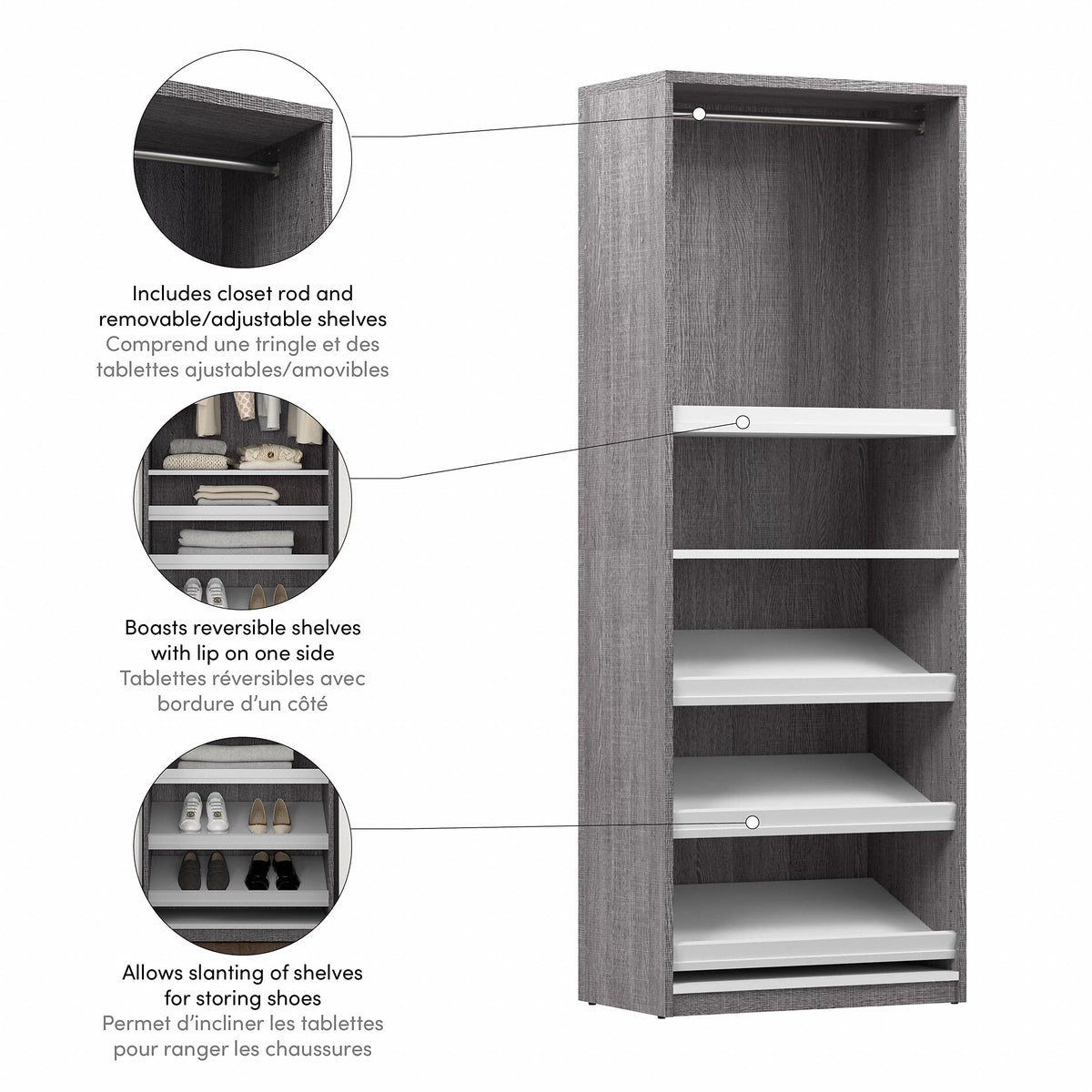 Rustic Brown & White Shoe & Closet Storage Unit W9704